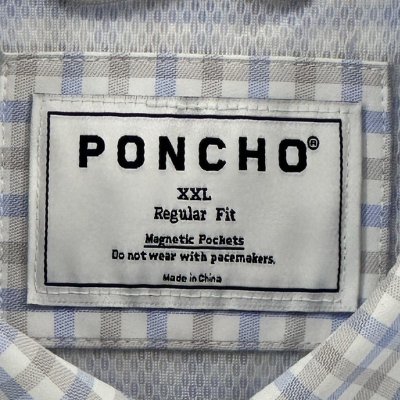 Poncho The Catfish Long Sleeve Shirt 2XL Outdoors Fishing Plaid Blue Gray Vent - Picture 3 of 12